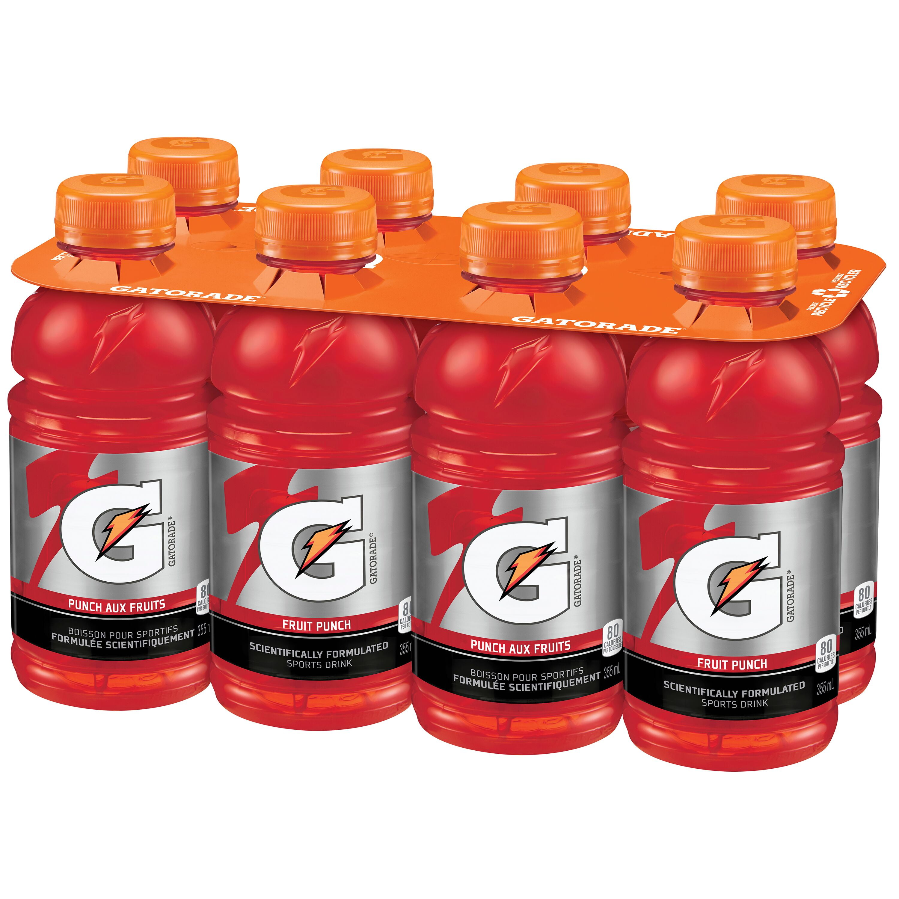 Gatorade Fruit Punch Sports Drink 8 x 355 mL, Bottles, 8x355mL