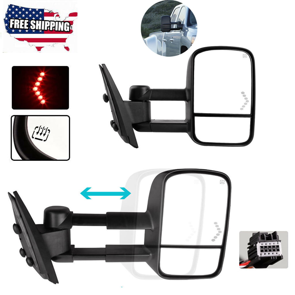 Pair Power LED Signal Towing Mirrors for 07-13 Chevy Silverado 1500/2500/2500HD