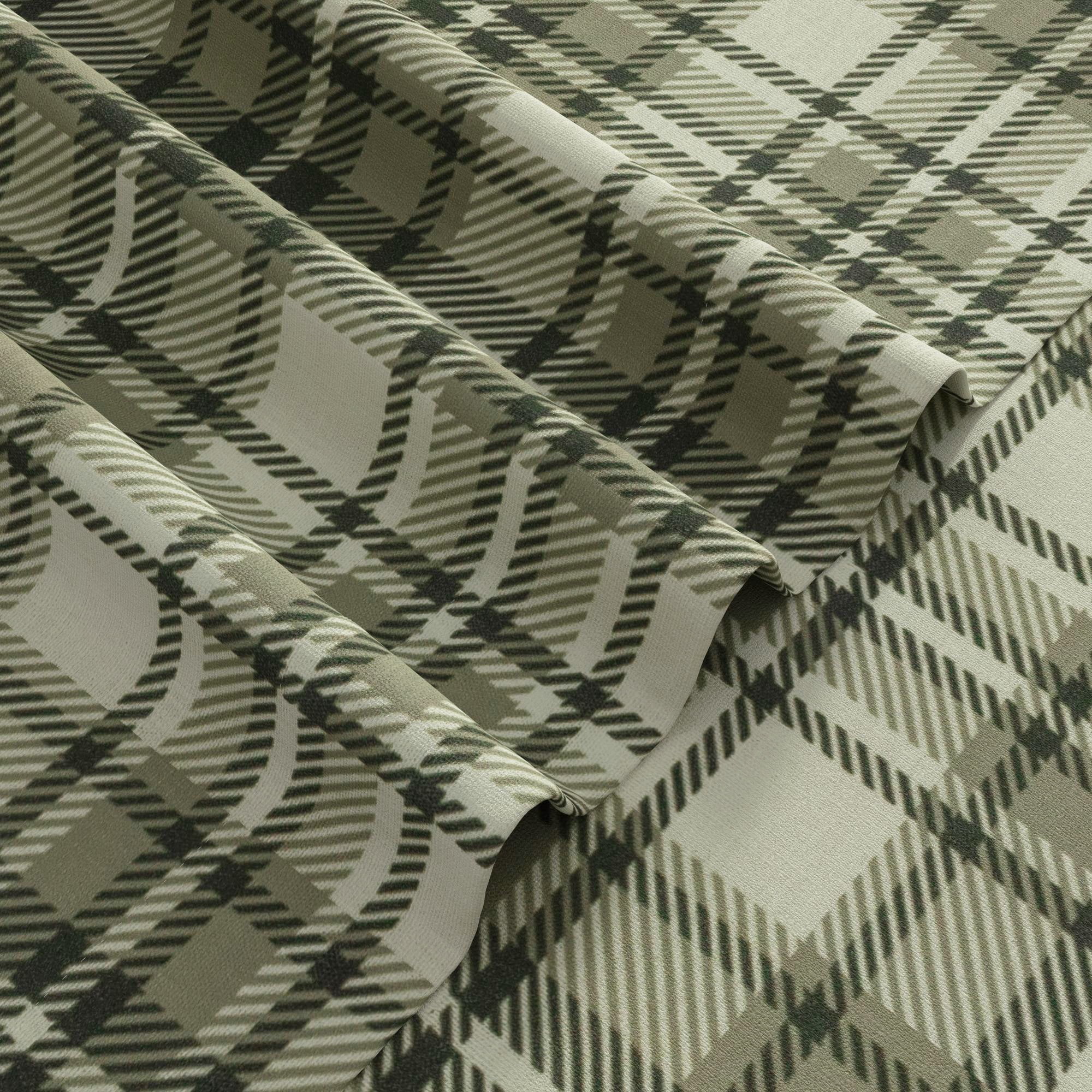 TWOPAGES Pinch Pleated Curtain 52 X 63 Inches Long 1 Panel Linen Blend Light Filtering Plaid Print Curtain for Living Room, Latte
