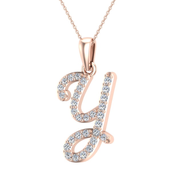 Initial Y Letter Necklace For Girls Diamond Necklaces Women Men 18k Rose Gold Chain Gift Box Authenticity Cards Glitz Design Walmart Com