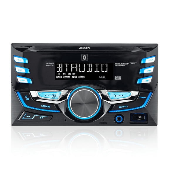 Jensen MPR420 Double DIN Car Stereo, Bluetooth, AM/FM, USB, Push to Talk