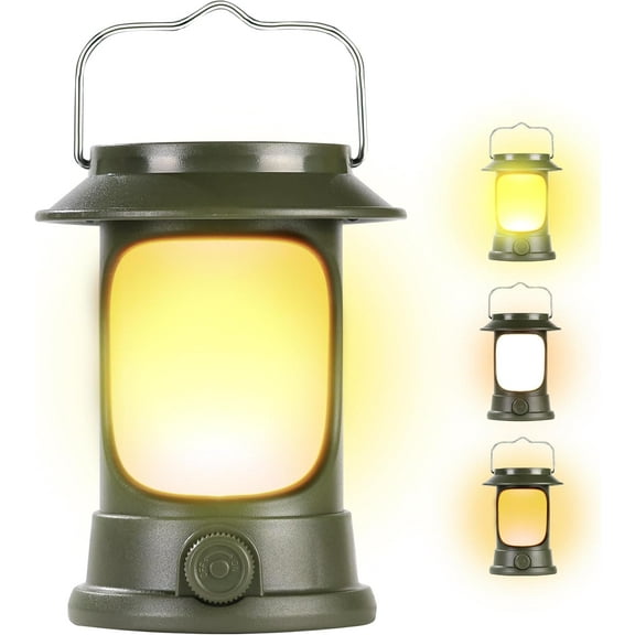 Rechargeable Camping Lantern - Rotary Dimming, IPX4 Waterproof, 3 Light Colors, Solar & Battery Powered, Perfect for Power Outages, Home & Emergency Use