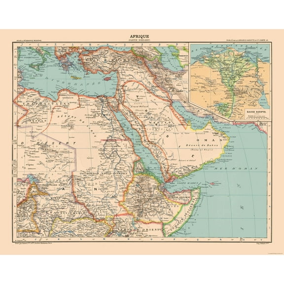 Historic Map - Africa North East - Schrader 1908 - Vintage Wall Art