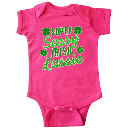 

Inktastic Super Sassy Irish Lassy with Green 4 Leaf Clovers Gift Baby Boy or Baby Girl Bodysuit