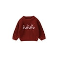 thumbnail image 1 of Gupgi Chandails Rouges pour Bébés Filles Garçons Manches Longues Col Rond Lettres Chandail Hiver Chaud Tricoté Chandail, 1 of 9
