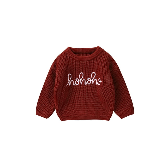 Gupgi Chandails Rouges pour Bébés Filles Garçons Manches Longues Col Rond Lettres Chandail Hiver Chaud Tricoté Chandail