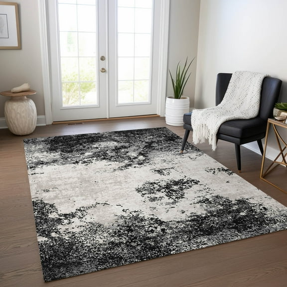 Addison Rugs Chantille Indoor/Outdoor Transitional Modern Black Washable Rectangle Rug, 10' x 14'
