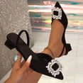 thumbnail image 2 of hopeusnice Rhinestone Square Buckle Slingback Square Heel Mules Women Elegant Evening Footwear Black 36, 2 of 9