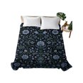 thumbnail image 2 of California King Flat Sheet Only Vintage Blossom Flower Texture Soft Microfiber Cooling Bedding Sheets Blue Floral Leaves on Black Flat Bed Sheet for Hotel,Home Decor, 2 of 9
