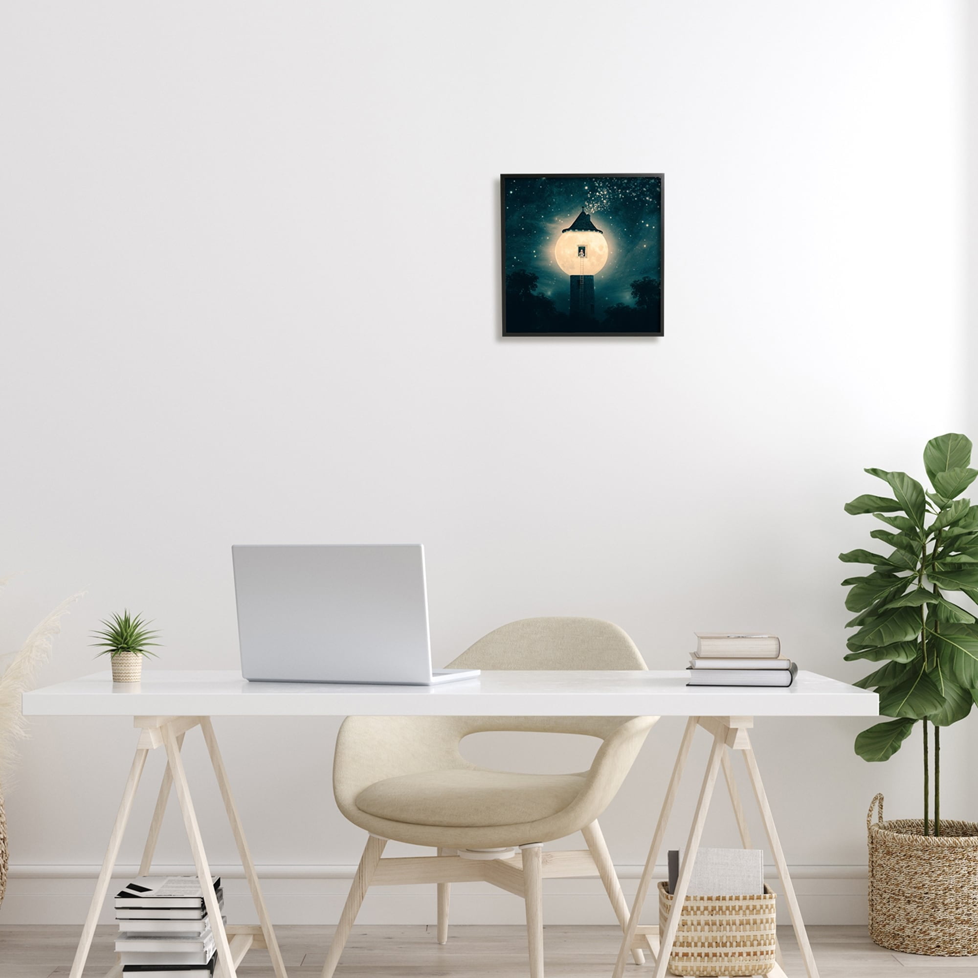 Stupell Industries Abstract Lunar Tower Beautiful Starry Sky Forest Framed Wall Art, 12 x 12, Design by Paula Belle Flores