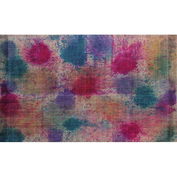 Ahgly Company Indoor Rectangle Contemporary Dark Raspberry Purple Abstract Area Rugs, 2' x 4'