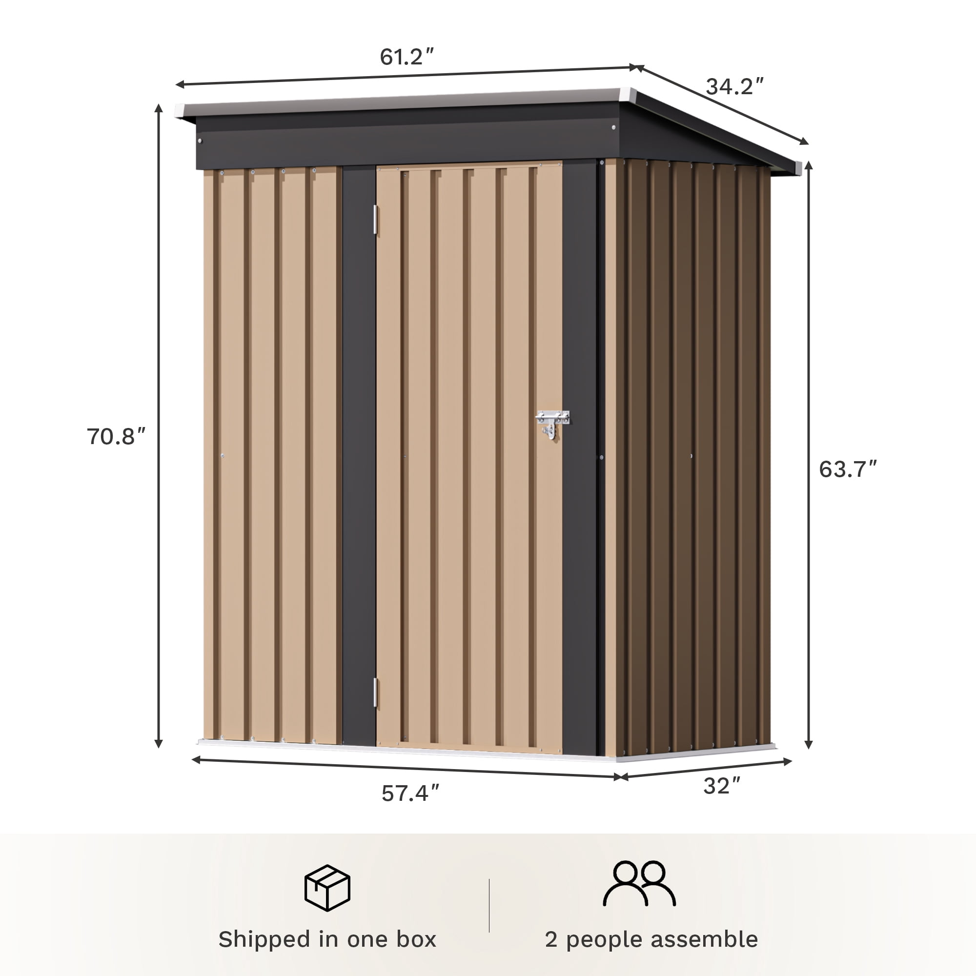 Devoko 5×3 ft.Patio Metal Shed, Lockable Garden Shed for Outdoor Backyard Patio Storage