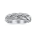 thumbnail image 2 of Multi Braided Twisted Rope Woven Knot Oxidized Solid 925 Sterling Silver Size 7, 2 of 5