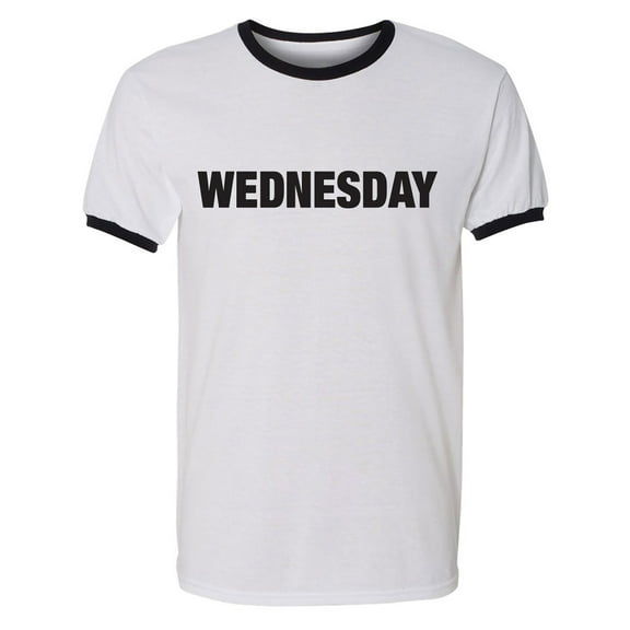 WEDNESDAY (worn on Monday) Adult Short Sleeve Ringer T-shirt