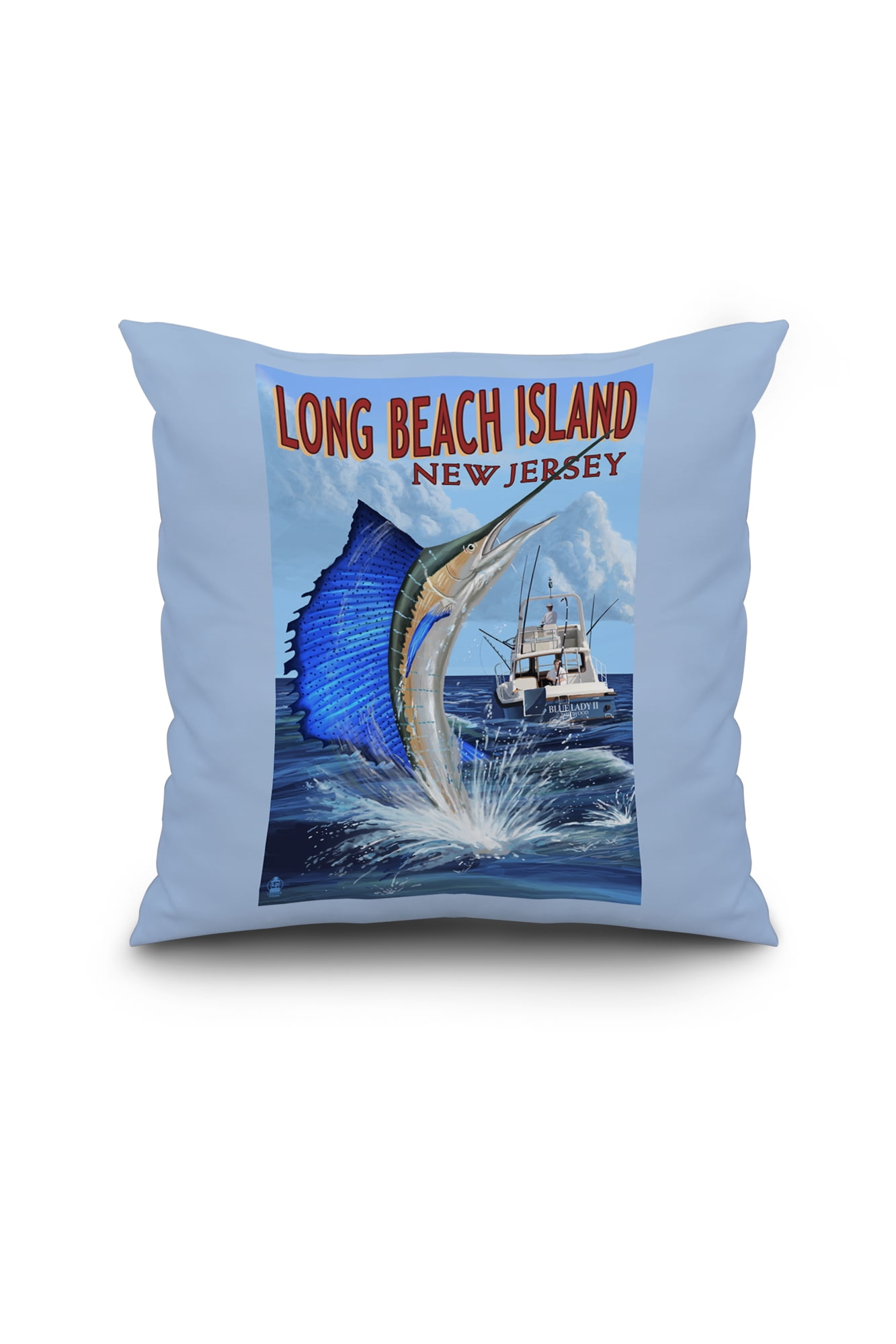 Long Beach Island New Jersey Sailfish Deep Sea Fishing Lantern Long Beach Island New Jersey Sailfish Deep Sea Fishing Lantern Press Poster 16x16 Spun Polyester Pillow Custom Border