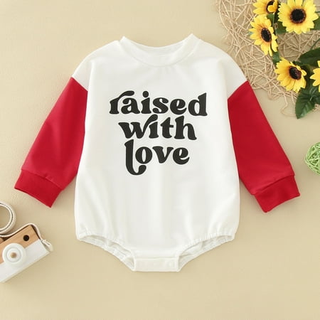 

Ounabing Valentines Day Gift Sets Girls Bodysuits Infant Babys Boys Girls Winter Long Sleeve Valentine s Day Letters Romper Bodysuit Clothes Red