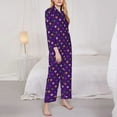 thumbnail image 3 of Fotbe Purple Mardi Gras Conjunto de Pijama de Manga Larga para Mujer con Estampado, Ropa de Dormir de 2 Piezas, Conjunto de Casa Suave y Cómodo con Bolsillos-Medium, 3 of 7