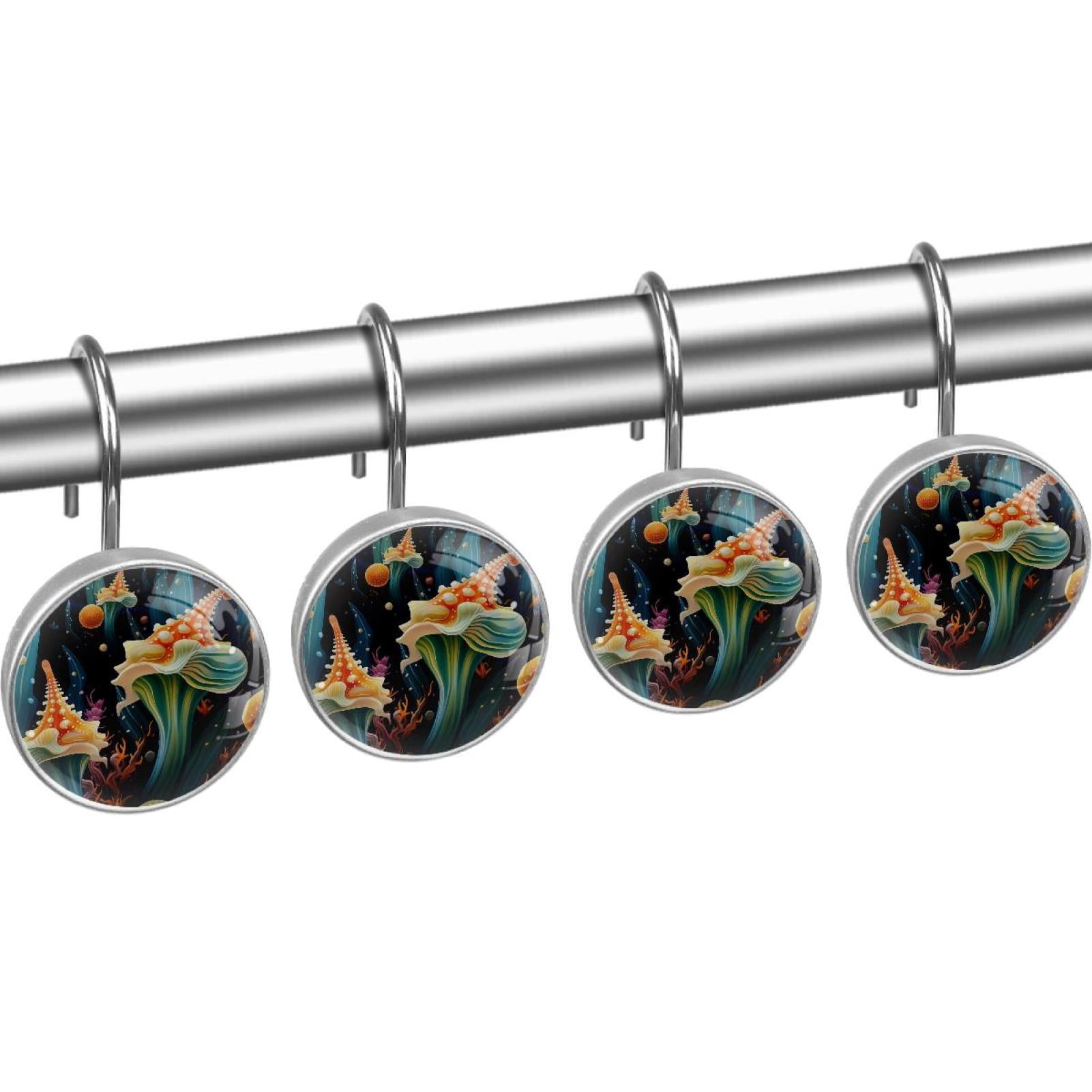 HemaKayy 12 Pcs Decorative Shower Curtain Hooks - Stainless Steel Rings for Bathroom Décor - Easy Glide & Secure Hold - Perfect Decoration for Bathroom Shower Rods - Ocean Sea Slug