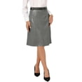 thumbnail image 1 of Falda de lápiz midi vintage de mujer de piel sintética A-Line de alta cintura XL gris oscuro, 1 of 6