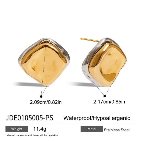 PISONIC 18K Gold Plated Gold and Silver Hoops Earrings,Two Tone Earrings for Women,Mix Color Chunky Studs,Hypoallergenic Earrings