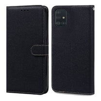 for Samsung Galaxy A51 5G Wallet Case with Wrist Strap Kickstand Magnetic Card Slots Phone Cover for Samsung Galaxy A51 5G (6.5 Inch),Black