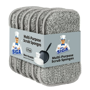 MR.Siga Dual-Sided Scrub Sponges, Dishwashing Sponges for Kitchen, 6 Pack