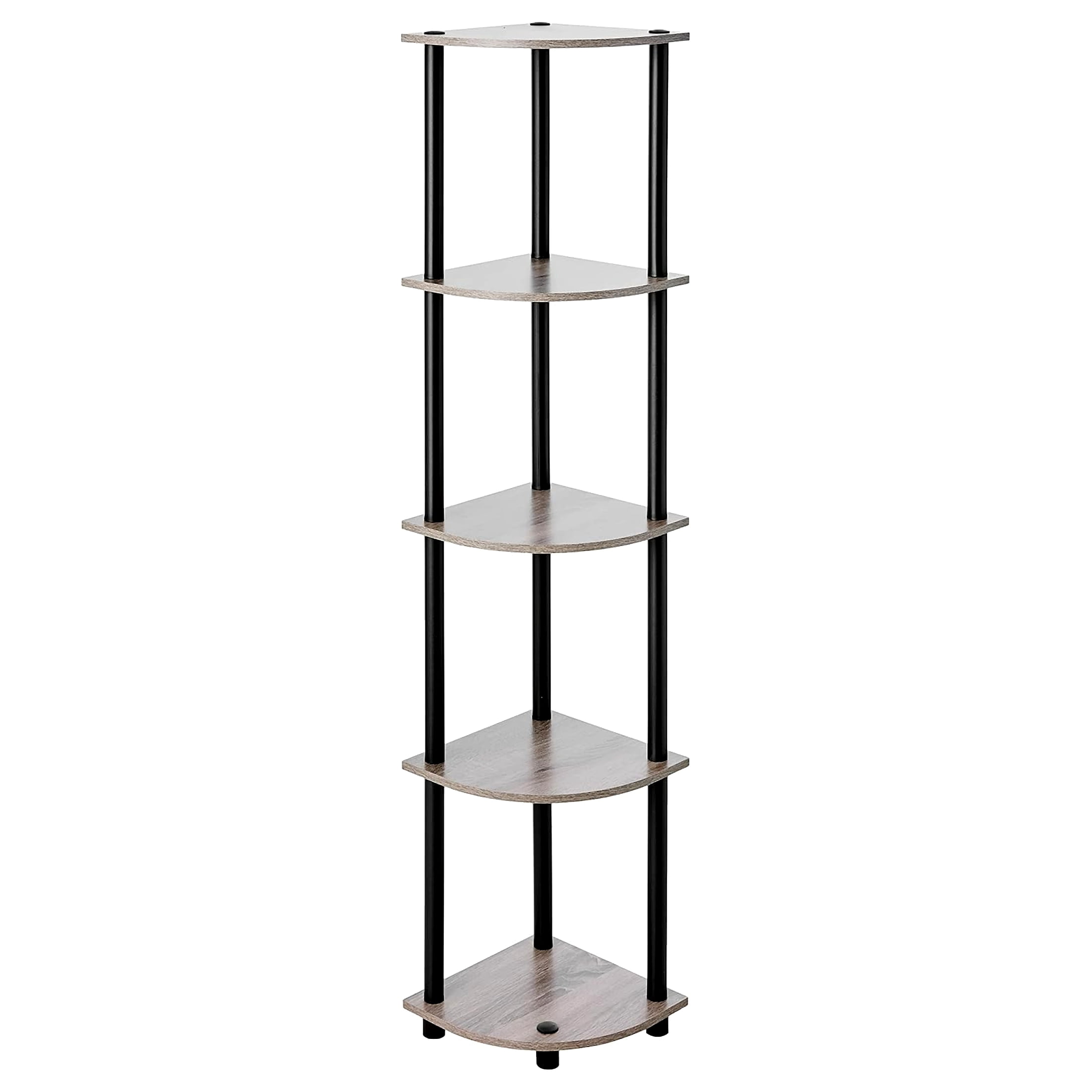 Furinno Shelves 11.6 W X 11.6 D X 57.7 H 5-Shelf Freestanding Shelves, Gray and Black