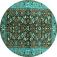 thumbnail image 1 of Ahgly Company Indoor Round Oriental Turquoise Blue Industrial Area Rugs, 3' Round, 1 of 4