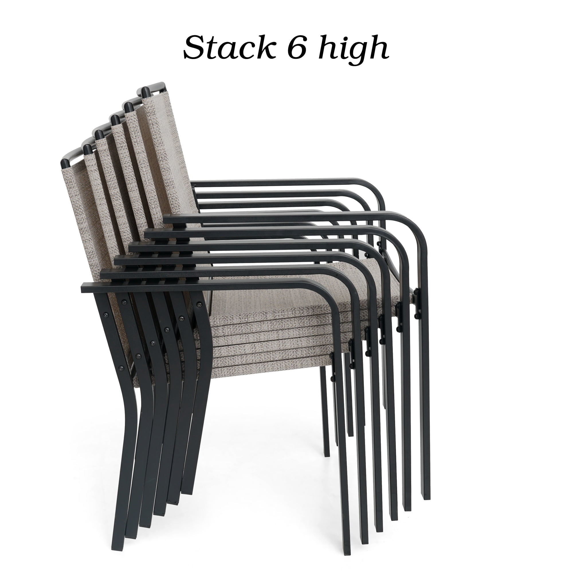 7-Peices Outdoor Patio Dining Set Stacking Chairs and 48" Round Table Furniture Set for 6 Person