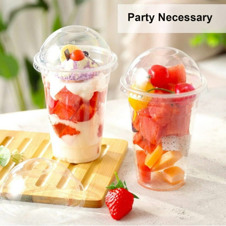 16 oz Plastic Cups With Dome Lids Disposable Ice Cold Drink Party Cup -  Walmart.com