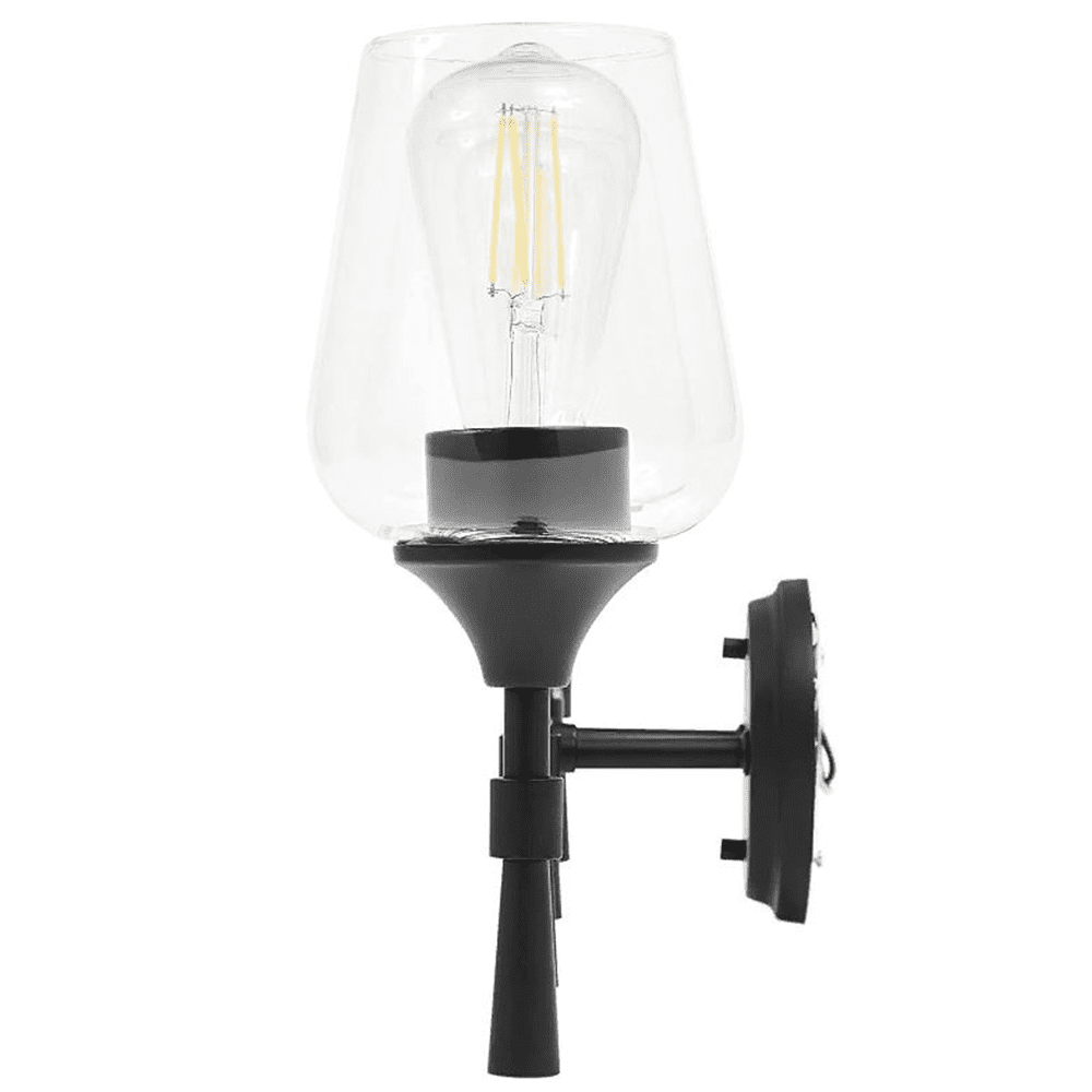 Sunset Lighting Black Vanity Light for Bathroom | Wall Mount Fixture for Over Mirror and Above Sink with Clear Glass Shades 4-Light F27014-31