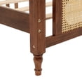 thumbnail image 3 of Noble House Elsie King Bed, Pine Wood Frame with Rattan Headboard & Footboard, Enhanced Slat Platform, Walnut, 3 of 19