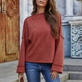 thumbnail image 4 of Herrnalise Women's Knitted Crop Tops Women Fashion Loose Pullover Solid Color pagoda sleeve Sweater Tops Pullover Jumper Sweaters, 4 of 9