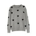 thumbnail image 4 of Heart Sweater for Women Valentine's Day Cute Heart Printed Lightweight Sweaters Casual Creneck Pullover Shermie, 4 of 7