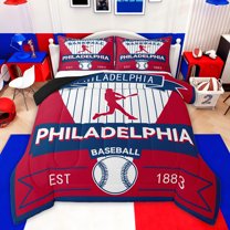 Castle Fairy Sport Baseball Twin Comforter Sets,Ball Game Bedding Set,Red Blue Bedding Set