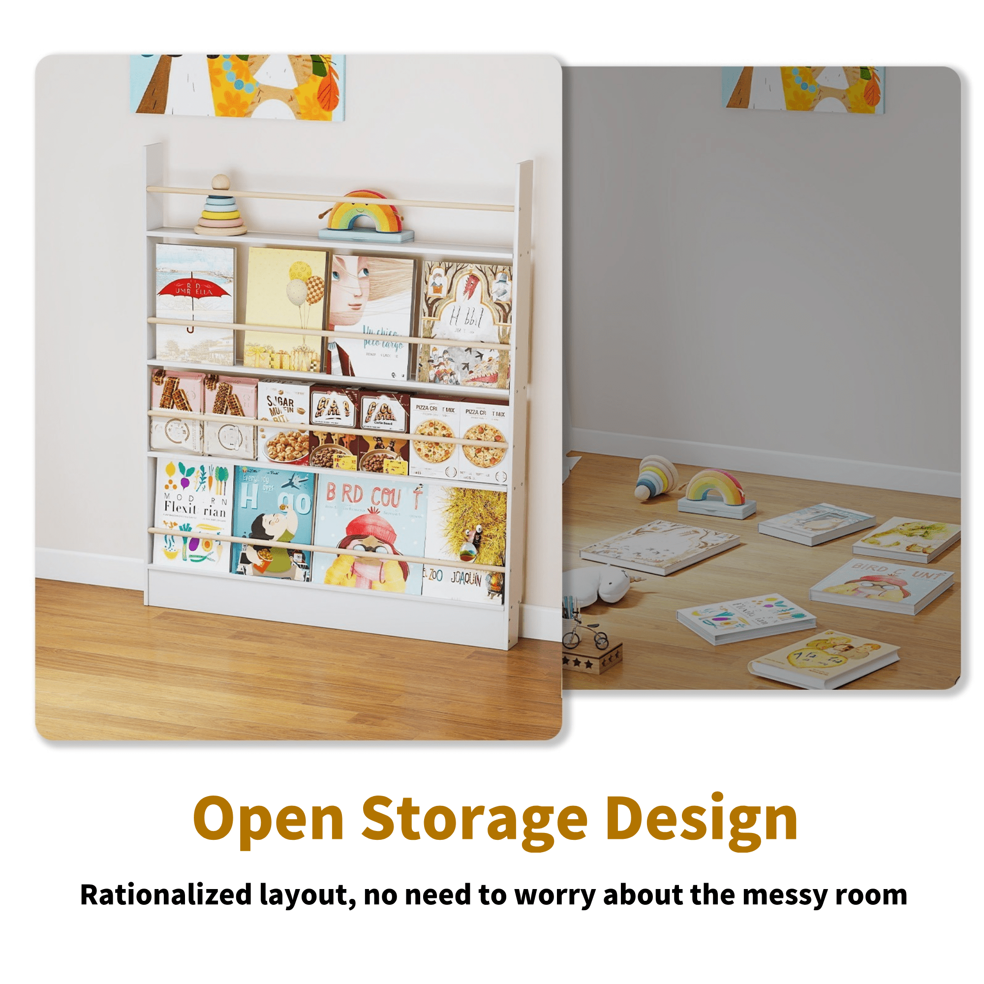 VGBYUJ Behind Doors Bookshelf, 47.4"H x 39.4"W Tier Wall Mount Boookcases, Behind the Door Storage Organizer for Narrow Space, Solid Wood, White