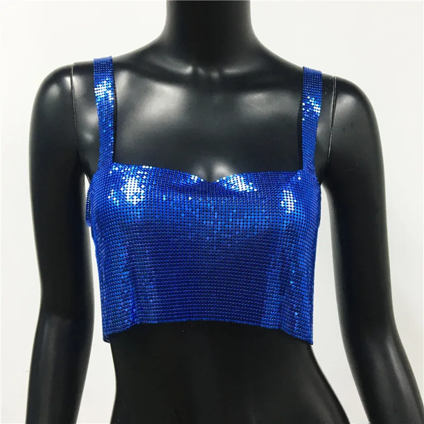 Camiseta sin mangas con estampado de leopardo para mujer, de moda, con detalles de metal brillante, ropa de calle sexy para discoteca, ropa para mujeres de mediana edad