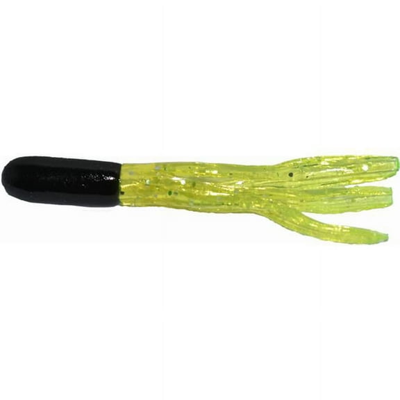 Big Bite Baits Crappie Tube - 1.5 inch - Black/Chartreuse Sparkle - Pack of 10 - 15CRTU33