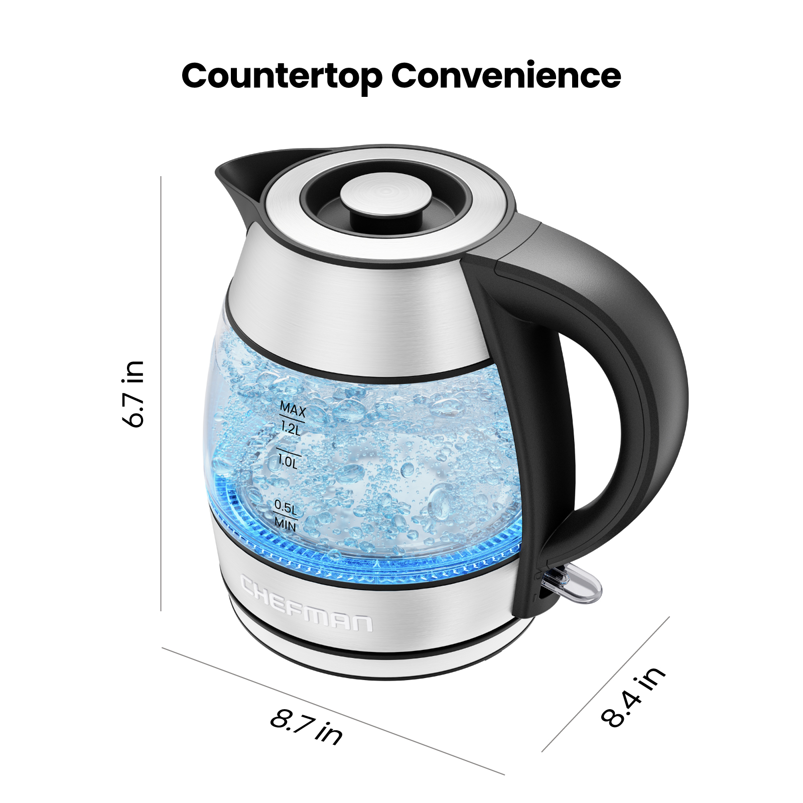 Chefman Rapid Boil Electric Kettle, 1.2L, Stainless Steel photo 7