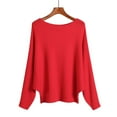 thumbnail image 2 of Women's Off Shoulder Batwing Sleeve Oversized Pullover Knit Sweater Top Plus Size Spring & Autumn Short Style, 2 of 2
