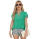 thumbnail image 4 of Blusa AURUZA elegante casual con cuello en V y volantes de manga corta para mujer, 4 of 6