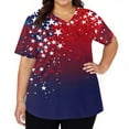 thumbnail image 4 of KDDYLITQ 250 Anniversary Usa Tshirt for Women July 4th National Flag Print V Neck Tops Liberty Usa Flag Independence Tees Red White and Blue Basic Short Sleeve Blouses Dark Blue L, 4 of 6