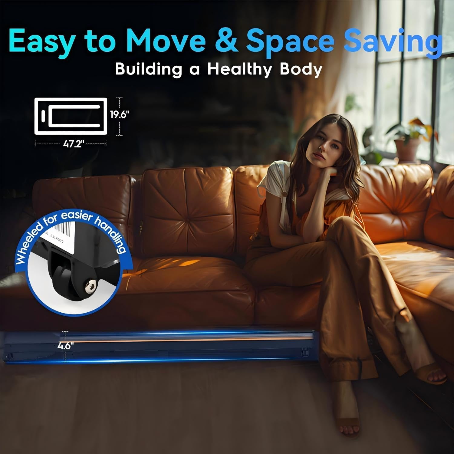 Yagud Walking Pad Treadmill for Home Office, Portable Under Desk Treadmill with Remote Control and LED Display, Walking Jogging Running Machine，Gray