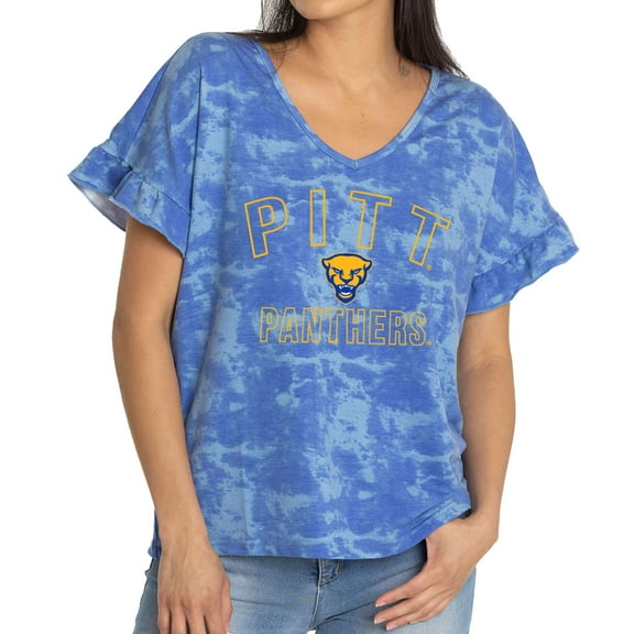 Women's Royal Pitt Panthers Daisy Tri-Blend V-Neck T-Shirt