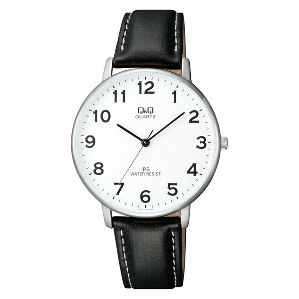 Q&Q Q&Q MENS WATCH CLASSIC White DIAL LEATHER STRAP WATCH BIG NUMBERS