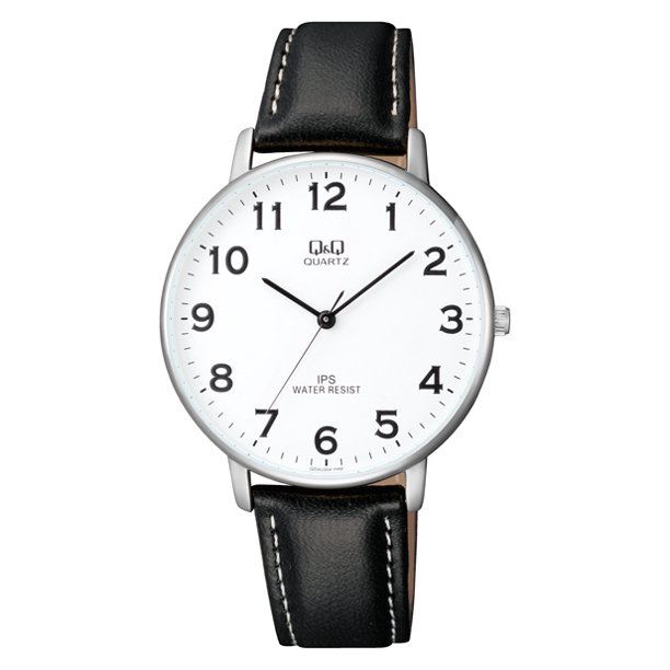 Q&Q Q&Q MENS WATCH CLASSIC White DIAL LEATHER STRAP WATCH BIG NUMBERS