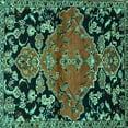 thumbnail image 1 of Ahgly Company Machine Washable Indoor Square Persian Turquoise Blue Traditional Area Rugs, 7' Square, 1 of 4