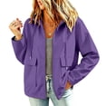 thumbnail image 4 of JUUNthy Womens Cargo Jacket, Windbreaker Full Zip-Up Hooded Lightweight Casual Outerwear with Pockets Black XL, 4 of 16