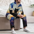 thumbnail image 6 of KLL Cat Under Starry Skies Sleepwear Mens Flannel Pajamas,Long Cotton Pj Set, 6 of 7