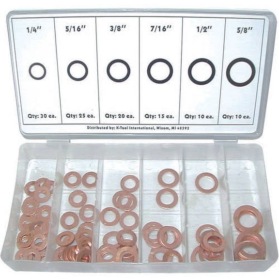 Copper Washer Assortment, 110-Piece